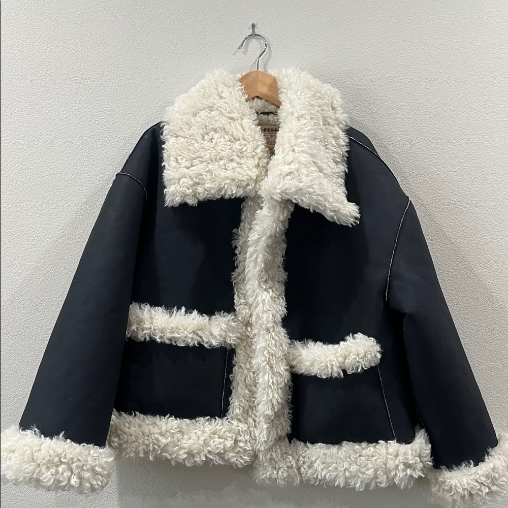 Free People Black and Cream Teddy Jacket - Picture 6 of 11